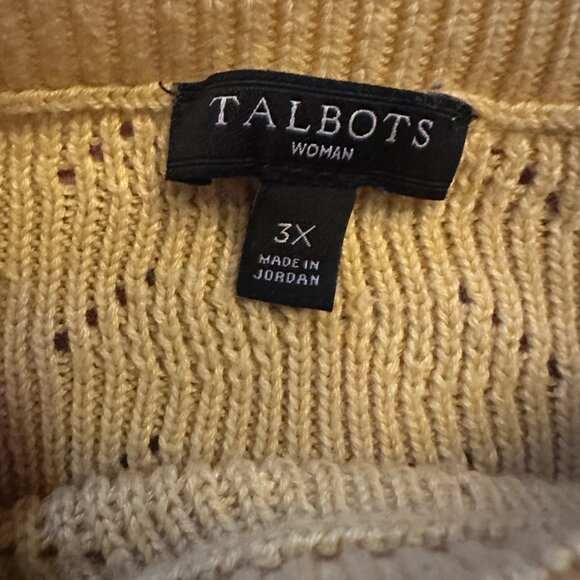 Talbots 3X yellow blue striped sweater nautical gold button details - Picture 5 of 6